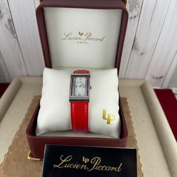 Like Red Red Wine this fine Vintage Lucien Piccard Ruby Watch - Picture 9 of 10